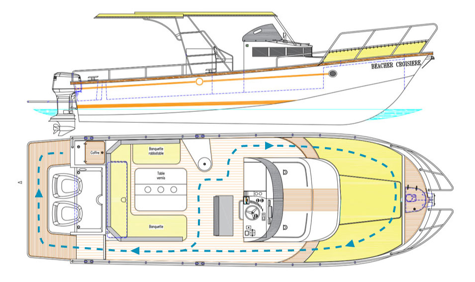 beacher nautique pic nic plan parcours